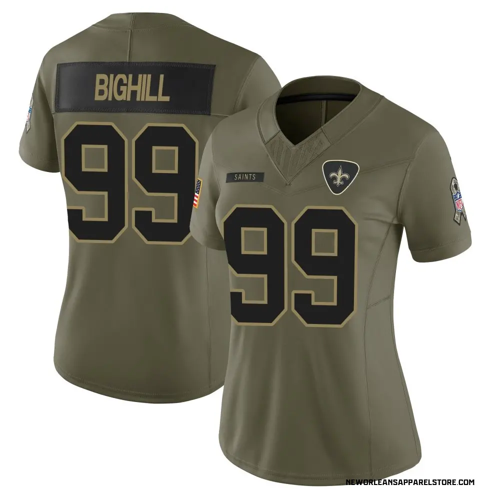 Adam Bighill Women's Limited Olive New Orleans Saints 2025 Salute to Service Jersey