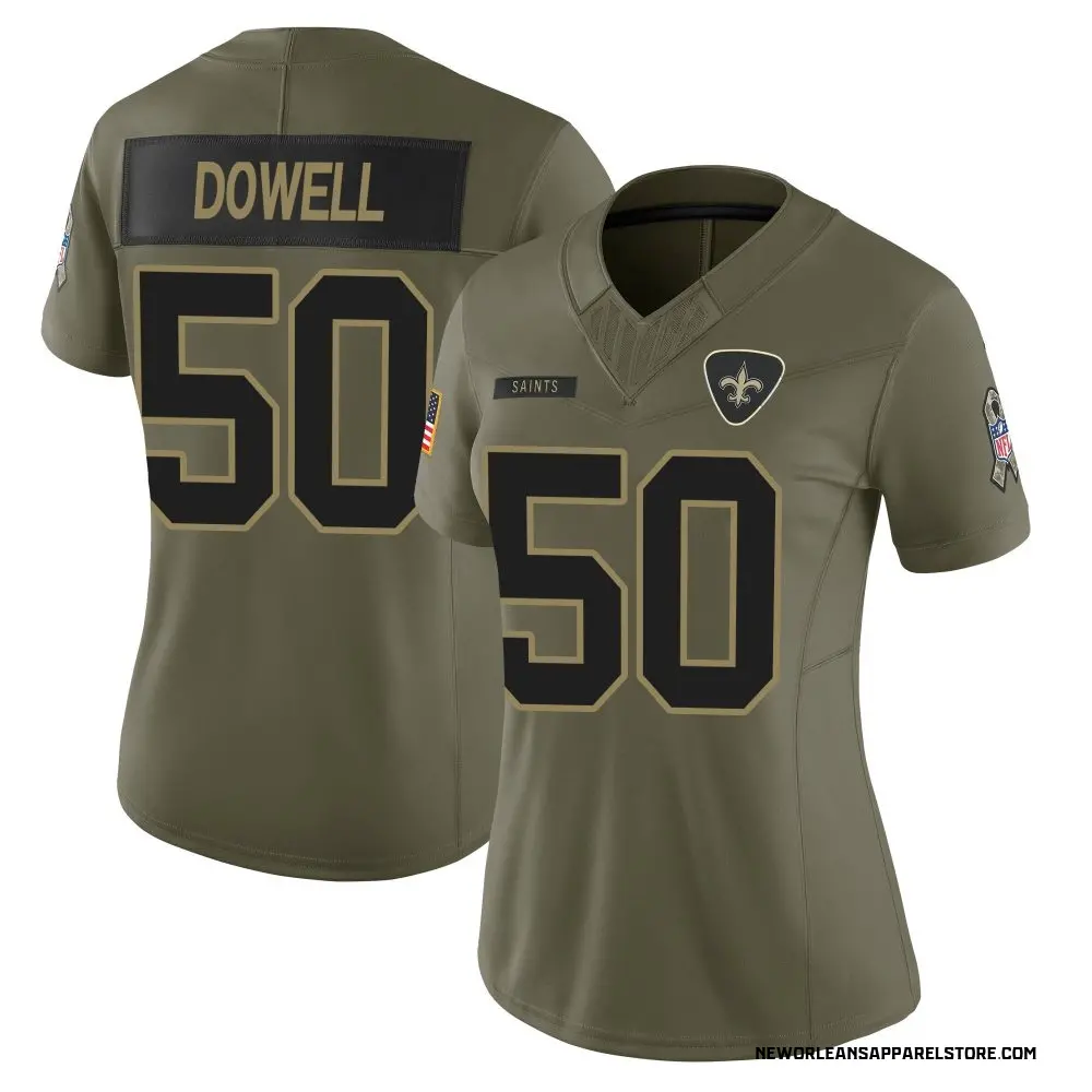 Andrew Dowell Women's Limited Olive New Orleans Saints 2025 Salute to Service Jersey