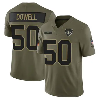 Andrew Dowell Youth Limited Olive New Orleans Saints 2025 Salute to Service Jersey